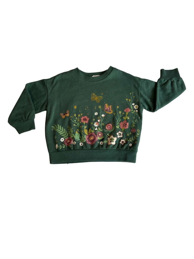2-3Y Green Floral sweatshirt - Real Kids