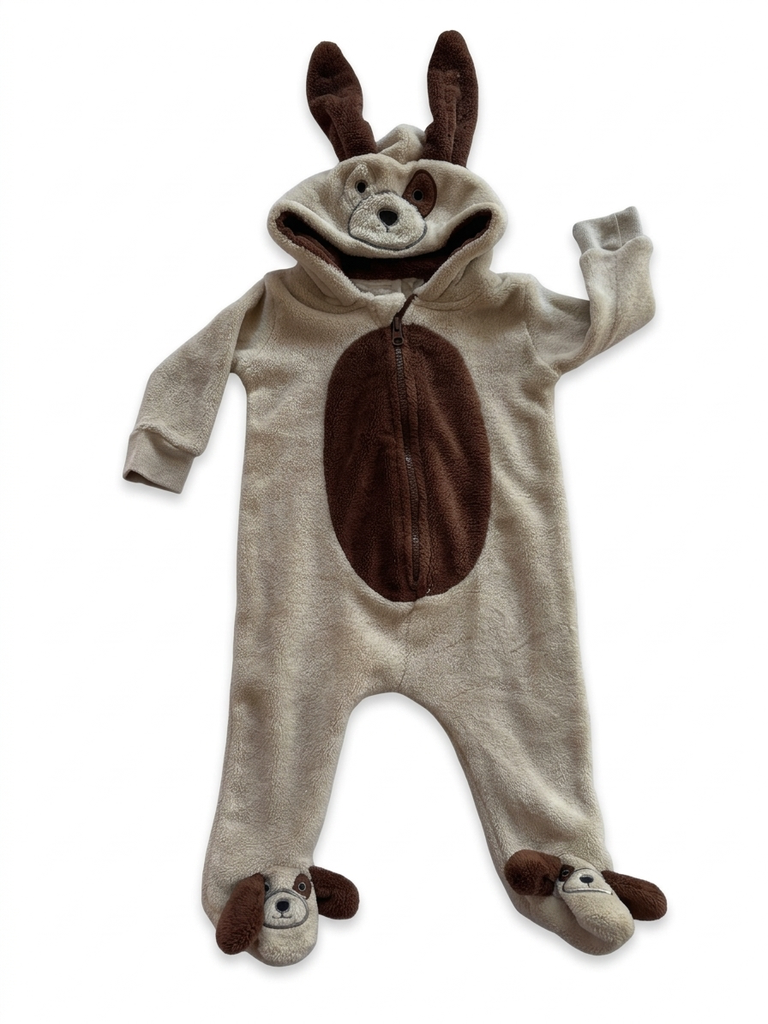3-6M Dog Fleece onesie - Real Baby