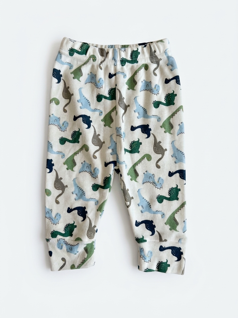 3-6M Blue & Green Dino pants - Cuddlesome